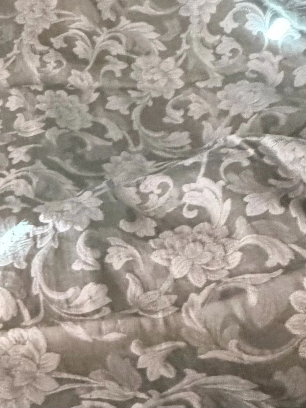Sage Green and Cream Floral Jacquard Drapery Panel